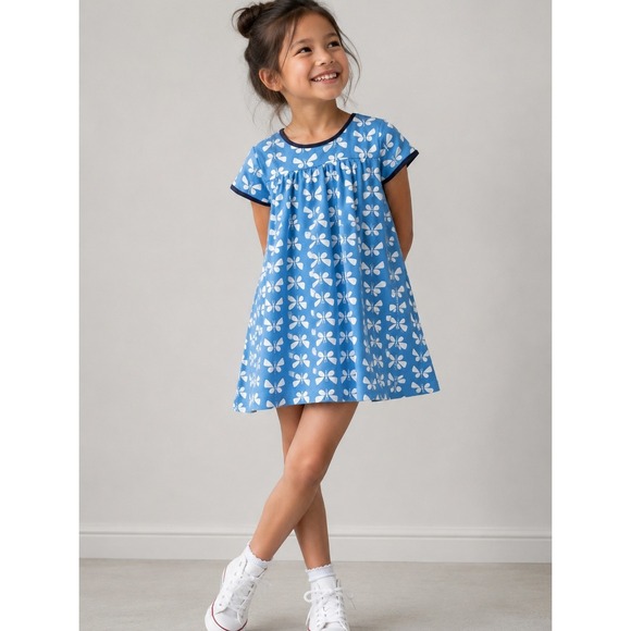 Hanna Andersson Other - Hanna Andersson Dress Cotton Butterfly Print 130 Blue Short Sleeve Kids